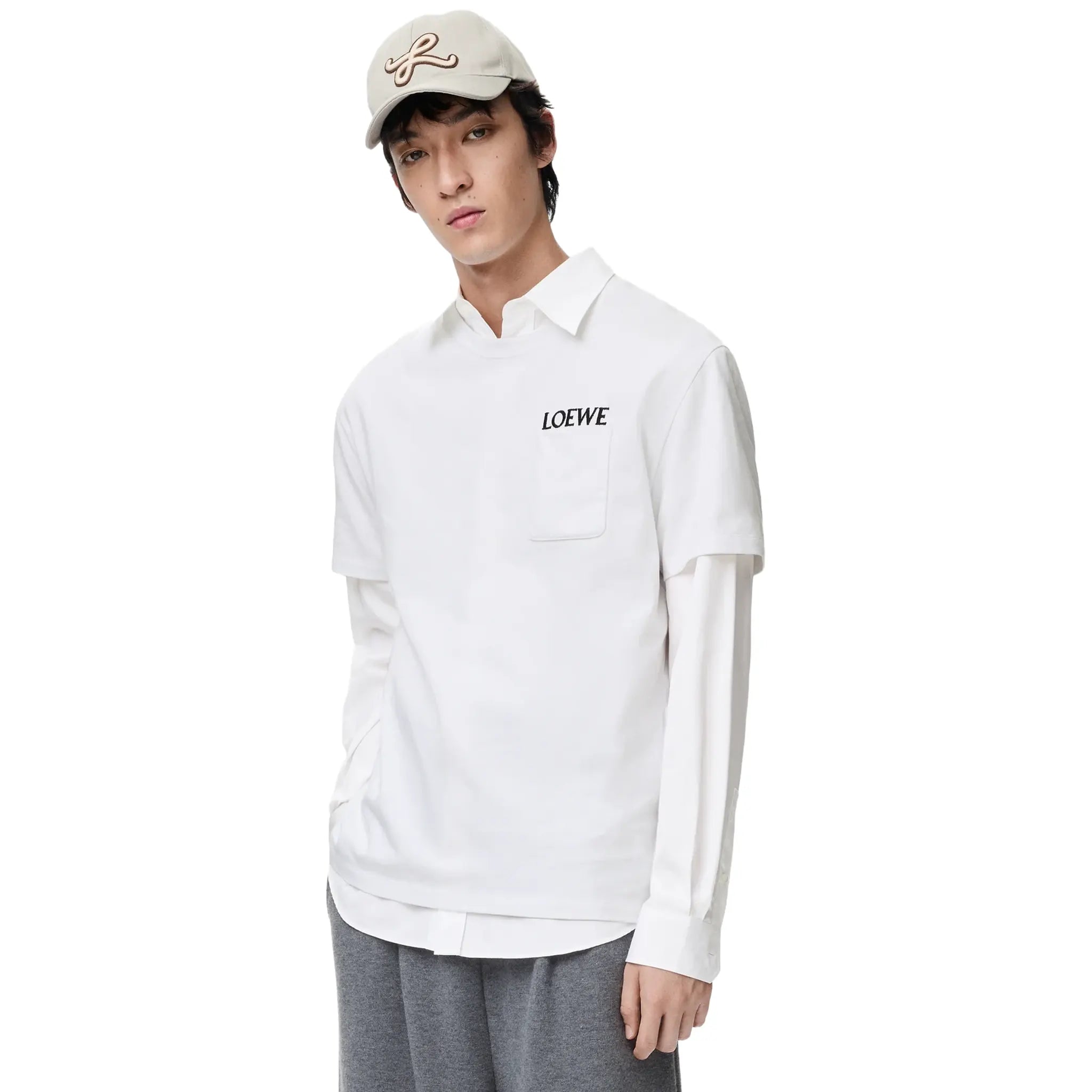 Front View of Loewe Relaxed Fit Cotton White T-Shirt H526Y22XDE-2100